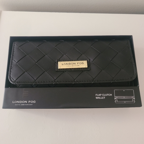 Black Woven London Fog Clutch Wallet NEW - Picture 1 of 6